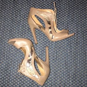 🐍NWOT/NBW🐍NINE WEST SNAKE SKIN LACE-UP OPEN HEEL